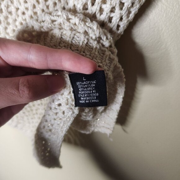 W118 Walter Baker Crochet Racerback Tank Top Sz L Cream Gold Shimmer Cover-up - Picture 5 of 8